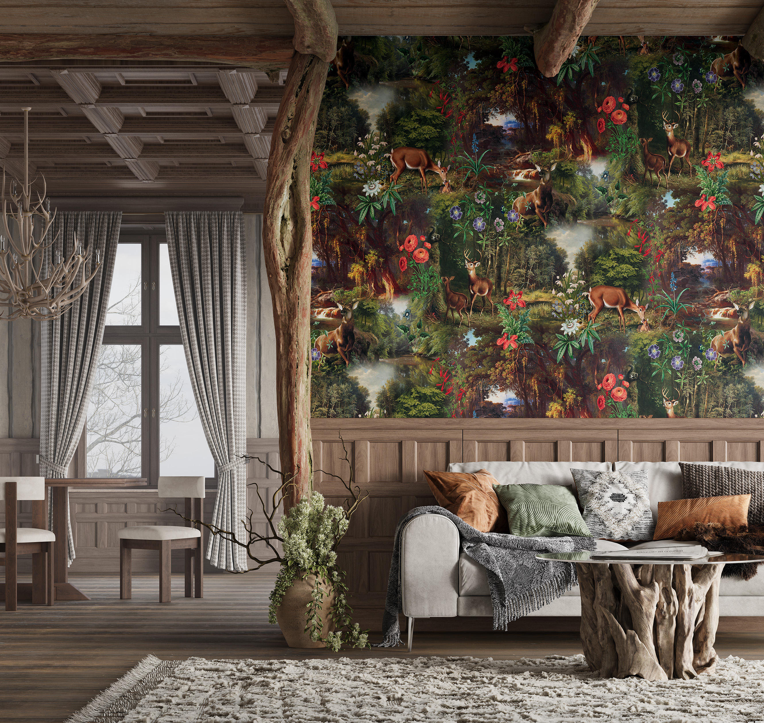 Панно Loymina Королева Защитница леса FL9 011 3×2 фото в интерьере